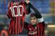 MILAN, ITALY - JANUARY 06: Kaka of AC Milan celebrates scoring his 100th goal for the club during the Serie A match between AC Milan and Atalanta BC at San Siro Stadium on January 6, 2014 in Milan, Italy. (Photo by Claudio Villa/Getty Images)