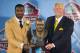 Curtis Martin poses with Bill Parcells at the Hall of Fame ceremony.