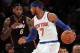 Jan 9, 2014; New York, NY, USA; New York Knicks small forward Carmelo Anthony (7) controls the ball against Miami Heat small forward LeBron James (6) during the first quarter of a game at Madison Square Garden. Mandatory Credit: Brad Penner-USA TODAY Spor