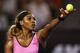 MELBOURNE, AUSTRALIA - JANUARY 13: Serena Williams of the United States serves in her first round match against Ashleigh Barty of Australia during day one of the 2014 Australian Open at Melbourne Park on January 13, 2014 in Melbourne, Australia. (Photo