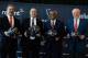 HOUSTON, TX - JANUARY 03: (L-R) Houston Texans Vice Chairman and Chief Operating Officer Cal McNair, head coach Bill O'Brien, General Manager Rick Smith and owner Bob McNair pose together at a press conference at Reliant Stadium on January 3, 2014 in Hou
