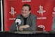 HOUSTON, TX - OCTOBER 29: General Manager Daryl Morey of the Houston Rockets speaks to the media as James Harden is introduced to the media on October 29, 2012 at Toyota Center in Houston, Texas. NOTE TO USER: User expressly acknowledges and agrees that,