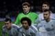 MADRID, SPAIN - JANUARY 09: Goalkeeper Iker Casillas poses on the line up with his teammates prior to start the Copa del Rey Round of 8 first match between Real Madrid and CA Osasuna at Estadio Santiago Bernabeu on January 9, 2014 in Madrid, Spain. (Pho