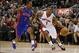 Jan 8, 2014; Toronto, Ontario, CAN; Toronto Raptors guard Kyle Lowry (7) drives to the net against Detroit Pistons guard Brandon Jennings (7) during the first half at the Air Canada Centre. Mandatory Credit: John E. Sokolowski-USA TODAY Sports