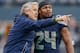 SEATTLE, WA - DECEMBER 29: Head coach Pete Carroll of the Seattle Seahawks talks with running back Marshawn Lynch #24 during the game against the St. Louis Rams at CenturyLink Field on December 29, 2013 in Seattle, Washington. (Photo by Otto Greule Jr/G