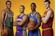 TARRYTOWN, NY - AUGUST 21: Tyler Zeller of the Cleveland Cavaliers, Harrison Barnes #40 of the Golden State Warriors, Kendall Marshall of the Phoenix Suns and John Henson #31 of the Milwaukee Bucks poses for a portrait during the 2012 NBA rookie photo sho