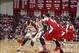 Jan 14, 2014; Bloomington, IN, USA; Indiana Hoosiers forward Noah Vonleh (1) drives to the basket against Wisconsin Badgers forward Frank Kaminsky (44) at Assembly Hall. Mandatory Credit: Brian Spurlock-USA TODAY Sports