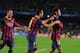 BARCELONA, SPAIN - DECEMBER 11: Neymar (R) of FC Barcelona celebrates with Alexis Sanchez after scoring his team's 4th goal during the UEFA Champions League, Group H match between FC Barcelona and Celtic FC at the Camp Nou Stadium on December 11, 2013 in