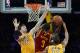 Jan 14, 2014; Los Angeles, CA, USA; Los Angeles Lakers shooting guard Wesley Johnson (11) and center Pau Gasol (16) defend Cleveland Cavaliers shooting guard Dion Waiters (3) in the second half of the game at Staples Center. Cleveland Cavaliers won 120-11