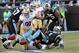 Jan 12, 2014; Charlotte, NC, USA; Carolina Panthers quarterback Cam Newton (1) is sacked by San Francisco 49ers outside linebacker Ahmad Brooks (55) during the third quarter of the 2013 NFC divisional playoff football game at Bank of America Stadium. Mand