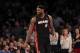 Jan 9, 2014; New York, NY, USA; Miami Heat small forward LeBron James (6) reacts after not getting a foul call that he wanted against the New York Knicks during the fourth quarter of a game at Madison Square Garden. Mandatory Credit: Brad Penner-USA TODAY