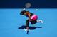 MELBOURNE, AUSTRALIA - JANUARY 15: Serena Williams of the United States plays a forehand in her second round match against Vesna Dolonc of Serbia during day three of the 2014 Australian Open at Melbourne Park on January 15, 2014 in Melbourne, Australia.