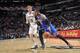 SAN ANTONIO, TX - January 2: J.R. Smith #8 of the New York Knicks drives to the basket against the San Antonio Spurs at the AT&T Center on January 2, 2014 in San Antonio, Texas. NOTE TO USER: User expressly acknowledges and agrees that, by downloading and