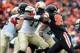Sep 28, 2013; Corvallis, OR, USA; Colorado Buffaloes offensive linesman Stephane Nembot (77) blocks Oregon State Beavers defensive end Scott Crichton (95) at Reser Stadium. Mandatory Credit: Scott Olmos-USA TODAY Sports