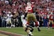 SAN FRANCISCO, CA - JANUARY 14: Vernon Davis #85 of the San Francisco 49ers catches a 14 yard touchdown pass in the fourth quarter against the New Orleans Saints during the NFC Divisional playoff game at Candlestick Park on January 14, 2012 in San Franci