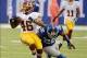 Dec 29, 2013; East Rutherford, NJ, USA; Washington Redskins running back Alfred Morris (46) is tackled by New York Giants strong safety Antrel Rolle (26) in the first quarter during the game at MetLife Stadium. Mandatory Credit: Robert Deutsch-USA TODAY S