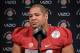 Dec 29, 2012; Los Angeles, CA, USA; Stanford Cardinal left guard David Yankey (54) at the 2013 Rose Bowl media day at the L.A. Hotel Downtown. Mandatory Credit: Kirby Lee/Image of Sport-USA TODAY Sports