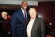 LOS ANGELES - NOVEMBER 7: Earvin 'Magic' Johnson and Lakers Owner Dr. Jerry Buss pose for a photo at the Magic Johnson Foundation Press Conference at Staples Center on November 7, 2011 in Los Angeles, California. NOTE TO USER: User expressly acknowledges