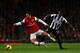 LONDON, ENGLAND - DECEMBER 29: Mikel Arteta of Arsenal clashes with Gael Bigirimana of Newcastle United during the Barclays Premier League match between Arsenal and Newcastle United at the Emirates Stadium on December 29, 2012 in London, England. (Photo