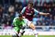 LONDON, ENGLAND - APRIL 28: Sam Baldock of West Ham goes for the ball with goalkeeper of Hull City, Vito Mannone during the npower Championship match between West Ham United and Hull City at Boleyn Ground on April 28, 2012 in London, England. (Photo by