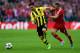 LONDON, ENGLAND - MAY 25: Franck Ribery of Bayern Muenchen (R) in action with Ilkay Gundogan of Borussia Dortmund during the UEFA Champions League final match between Borussia Dortmund and FC Bayern Muenchen at Wembley Stadium on May 25, 2013 in London,