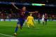 BARCELONA, SPAIN - MARCH 07: Cristian Tello of FC Barcelona celebrates after scoring his team's fourth goal during the UEFA Champions League round of 16 second leg match between FC Barcelona and Bayern 04 Leverkusen at Camp Nou on March 7, 2012 in Barcel