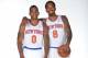 NEW YORK, NY - SEPTEMBER 30: Chris Smith #0 and J.R. Smith #8 of the New York Knicks pose for a portrait at Media Day on September 30, 2013 at Madison Square Garden in New York City, New York. NOTE TO USER: User expressly acknowledges and agrees that, by