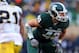 Nov 2, 2013; East Lansing, MI, USA; Michigan State Spartans linebacker Max Bullough (40) before the snap of the ball during the 2nd half of a game against the Michigan Wolverines at Spartan Stadium. MSU won 29-6. Mandatory Credit: Mike Carter-USA TODAY Sp