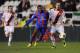 MADRID, SPAIN - JANUARY 09: Aloys Nong (L) of Levante UD battles for the ball against Alejandro Galvez of Rayo Vallecano de Madrid during the Copa del Rey Round of 16, 1st Leg match between Rayo Vallecano and Levante UD at Campo de Futbol de Vallecas st