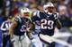 FOXBORO, MA - JANUARY 11: LeGarrette Blount #29 of the New England Patriots runs the ball against the Indianapolis Colts during the AFC Divisional Playoff game at Gillette Stadium on January 11, 2014 in Foxboro, Massachusetts. (Photo by Al Bello/Getty I