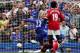 LONDON - AUGUST 15: Eidur Gudjohnsen of Chelsea scores their first goal during the Barclays Premiership match between Chelsea and Manchester United at Stamford Bridge on August 15, 2004 in London. (Photo by Phil Cole/Getty Images)