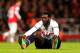 LONDON, ENGLAND - JANUARY 04: Emmanuel Adebayor of Spurs looks on after a missed chance on goal during the Budweiser FA Cup third round match between Arsenal and Tottenham Hotspur at Emirates Stadium on January 4, 2014 in London, England. (Photo by Cliv