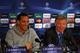 MANCHESTER, ENGLAND - APRIL 11: Sir Alex Ferguson the manager of Manchester United and Rio Ferdinand face the media during a press conference ahead of their UEFA Champions League quarter final second leg match against Chelsea at the Old Trafford on April