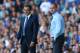 LIVERPOOL, ENGLAND - AUGUST 24: Roberto Martinez the manager of Everton reacts as Steve Clarke the manager of West Bromwich Albion looks on during the Barclays Premier League match between Everton and West Bromwich Albion at Goodison Park on August 24, 2