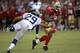 SAN FRANCISCO, CA - OCTOBER 18: Frank Gore #21 of the San Francisco 49ers carries the ball for a thirty seven yard gain breaking the tackle of earl Thomas #29 of the Seattle Seahawks during the fourth quarter of an NFL football game at Candlestick Park o