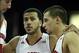Jan 8, 2014; Madison, WI, USA; Wisconsin Badgers guard Traevon Jackson (12) talks to his teammates Frank Kaminsky (left) and Ben Brust (right) at the Kohl Center. Wisconsin defeated Illinois 95-70. Mandatory Credit: Mary Langenfeld-USA TODAY Sports