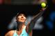 MELBOURNE, AUSTRALIA - JANUARY 18: Maria Sharapova of Russia serves in her third round match against Alize Cornet of France during day six of the 2014 Australian Open at Melbourne Park on January 18, 2014 in Melbourne, Australia. (Photo by Cameron Spenc