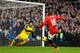 LONDON, ENGLAND - JANUARY 19: Ashley Young of Manchester United has his shot on goal saved by goalkeeper Petr Cech of Chelsea during the Barclays Premier League match between Chelsea and Manchester United at Stamford Bridge on January 19, 2014 in London,