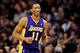 Jan 15, 2014; Phoenix, AZ, USA; Los Angeles Lakers guard Wesley Johnson (11) runs up the court in the second half of the game against the Phoenix Suns at US Airways Center. The Suns won 121-114. Mandatory Credit: Jennifer Stewart-USA TODAY Sports
