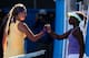 MELBOURNE, AUSTRALIA - JANUARY 24: Sloane Stephens of the United States congratulates Victoria Azarenka of Belarus on winning their Semifinal match during day eleven of the 2013 Australian Open at Melbourne Park on January 24, 2013 in Melbourne, Australi
