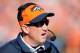 DENVER, CO - JANUARY 19: Head coach John Fox of the Denver Broncos looks on in the first quarter of their AFC Championship game against the New England Patriots at Sports Authority Field at Mile High on January 19, 2014 in Denver, Colorado. (Photo by Ke