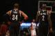 NEW YORK, NY - JANUARY 10: Paul Pierce #34 of the Brooklyn Nets and Kevin Garnett #2 of the Brooklyn Nets look on against the Miami Heat during their game at the Barclays Center on January 10, 2014 in New York City. NOTE TO USER: User expressly acknowle