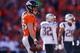 DENVER, CO - JANUARY 19: Wes Welker #83 of the Denver Broncos looks on after a play against the New England Patriots during the AFC Championship game at Sports Authority Field at Mile High on January 19, 2014 in Denver, Colorado. (Photo by Elsa/Getty I
