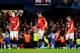 LONDON, ENGLAND - JANUARY 19: (L-R) Dejected Manchester United players Phil Jones, Michael Carrick and Nemanja Vidic look on after conceding a second goal during the Barclays Premier League match between Chelsea and Manchester United at Stamford Bridge o