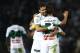 ELCHE, SPAIN - NOVEMBER 24: Edu Albacar (R) of Elche celebrates with his team-mate Botia during the La Liga match between Elche FC and Valencia CF at Manuel Martinez Valero on November 24, 2013 in Valencia, Spain. (Photo by Manuel Queimadelos Alonso/Get