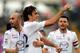 CATANIA, ITALY - JANUARY 19: Alessandro Matri (R) of Fiorentina celebrates his team's second goal with the teammate Borja Valero during the Serie A between Calcio Catania and ACF Fiorentina at Stadio Angelo Massimino on January 19, 2014 in Catania, Italy