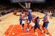 NEW YORK, NY - JANUARY 17: Raymond Felton #2 of the New York Knicks shoots against DeAndre Jordan #6 of the Los Angeles Clippers during a game at Madison Square Garden in New York City on January 17, 2014. NOTE TO USER: User expressly acknowledges and ag