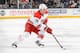 COLUMBUS, OH - JANUARY 10: Alexander Semin #28 of the Carolina Hurricanes skates with the puck against the Columbus Blue Jackets on January 10, 2014 at Nationwide Arena in Columbus, Ohio. (Photo by Jamie Sabau/NHLI via Getty Images)