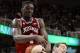 Jan 21, 2014; East Lansing, MI, USA; /Indiana Hoosiers forward Noah Vonleh (1) and Michigan State Spartans forward Matt Costello (10) fight for loose ball during the 1st half of a game at Jack Breslin Student Events Center. Mandatory Credit: Mike Carter-