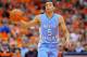 Jan 11, 2014; Syracuse, NY, USA; North Carolina Tar Heels guard Marcus Paige (5) dribbles the ball up the court against the Syracuse Orange during the second half at the Carrier Dome. Syracuse defeated North Carolina 57-45. Mandatory Credit: Rich Barnes